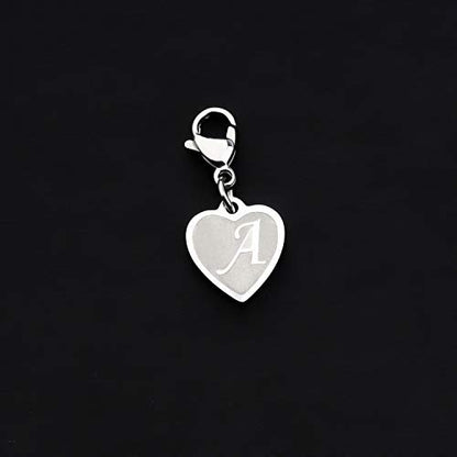 FAADBUK Initial Letter A-Z Alphabet Heart Charms for Jewelry Bracelet Keychain Necklace Initial Stainless steel Clasp Clip on Charm - color: intial A