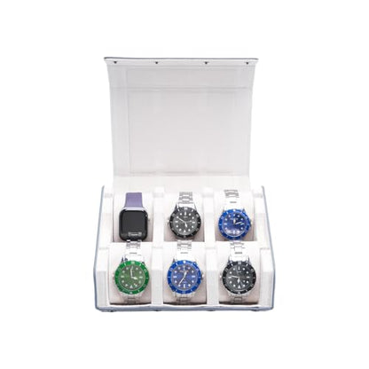 Watch Box for Men, 6-Slot PU Leather Watch Case with Removable Watch Pillows, Snap Closure Travel Watch Organizer, Luxury Storage Gift for Collectors (gray/white) | PU Leathe with velvet compartments, removable cushions for straps, snap lock for safe trav