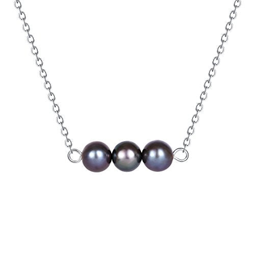 Turquoise or Pearl Bar Choker Necklace Pearl or Turquoise Beads Necklace Jewelry for Women - size: 14 Inch, style: Black Pearl Beads