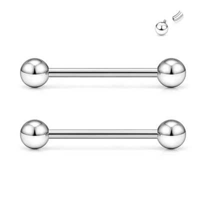 Ruifan Grade 23 Titanium Internally Threaded Nipple Piercing Jewelry Barbell Ring PA Tongue Rings Nipple Straight Body Piercing Jewelry for Women Men 16G 14G 12G 8G 6G 4G 2G - size: 14GA - 3/4" (19mm)