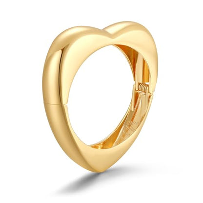 Chunky Gold Bangles Bracelet for Women Trendy Statement Bracelet Dainty Charm Gold Jewelry - color: Heart Bangle