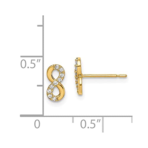 Diamond2Deal 14k Yellow Gold Infinity Symbol Cubic Zirconia Stud Earrings Len-0.33 In