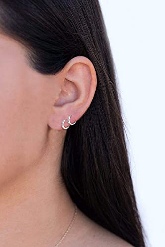 3 Pairs 925 Sterling Silver Small Hoop Earrings for Women Men | Cubic Zirconia, 14K White Gold Plated Huggie Hoop Earrings, Hypoallergenic - style: L-silver gold rosegold 8mm