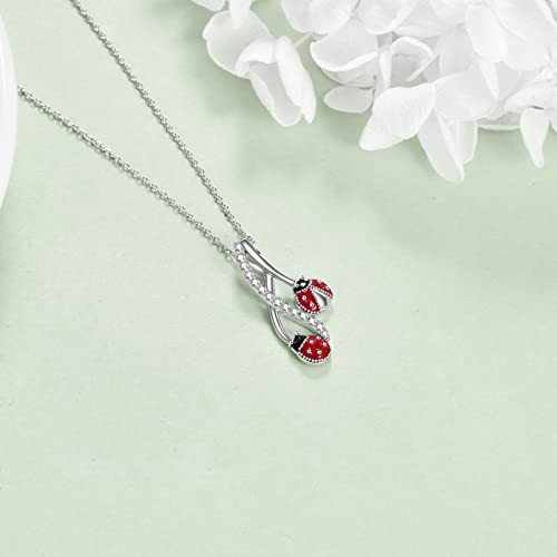 POPLYKE Cross Necklace for Women 925 Sterling Silver Cross Pendant Necklace Animal Jewelry Christmas Gifts for Women Mother Grandma - style: Ladybug-1