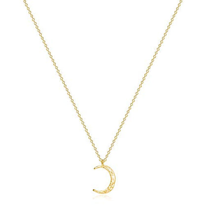 Fettero Pendant Necklace Gold Choker Layered Coin Open Karma Circle Full New Crescent Moon 14K Gold Plated Simple Dainty Necklaces for Women Jewelry Gift - style: Crescent Moon Gold