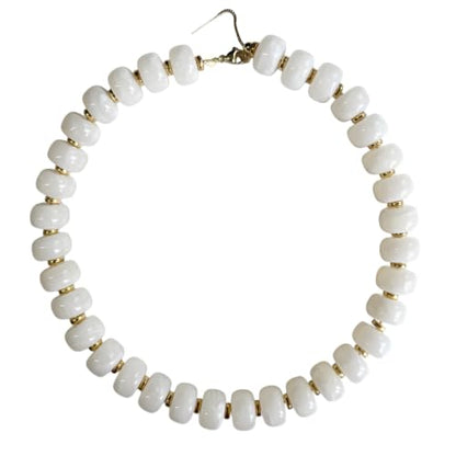 Colorful Chunky Resin Beaded Choker Necklaces for Women | Multicolor Beads, Sturdy Metal Chain, Adjustable, Detachable, Lightweight, Summer Beach Boho, Trendy Statement Jewelry Gift - color: Cream