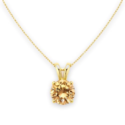 Mariell Cubic Zirconia Crystal Pendant Necklace for Women, 2 Carat 8mm CZ, for Brides, Wedding, Mother's Day Jewelry Gift - color: Gold-Gold Cubic Zirconia