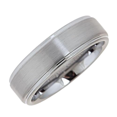 Tungsten Carbide Wedding Bands That Feature Different Finishes and Edge Colors - color: Brushed-7mm