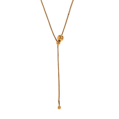 Lariat Necklaces for Women, Dainty Minimalist Knotted Rope Design Pendant Long Y Necklaces 18k Gold Plated Trendy Chain Jewelry - color: Gold, style: Bead
