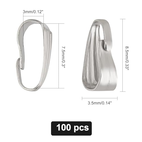 CHGCRAFT 100pcs 8x3mm 304 Stainless Steel Snap Bail Hook Pinch Clip Pendant Charms Clasps Chain Connector for Neckalce Bracelet Jewelry DIY Craft Making