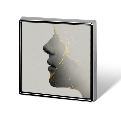 Minimalist Human Face Silhouette Unisex Brooches & Pins Square Lightweight Lapel Badge Jewelry for Clothing Shawl Hat