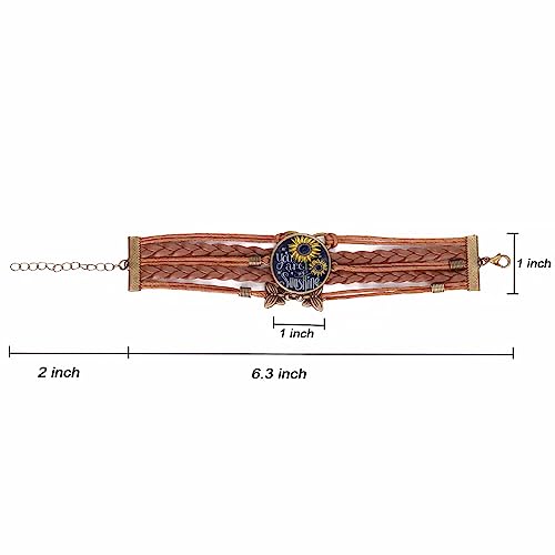 Boho Sunflower Gifts Sunflower Leather Bohemian Bracelet Birthday Gifts for Women Teens Granddaughter Wife Daughter Mom Friendship Bracelets for Her - color: My Sunshine