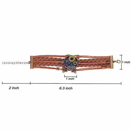 Boho Sunflower Gifts Sunflower Leather Bohemian Bracelet Birthday Gifts for Women Teens Granddaughter Wife Daughter Mom Friendship Bracelets for Her - color: My Sunshine