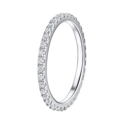 14K Gold Plated Stackable Ring - Timeless Eternity Bands Adorned with Genuine CZ Simulated Diamonds, Ideal for Women Who Cherish Glamour and Adaptable Style - color: Silver