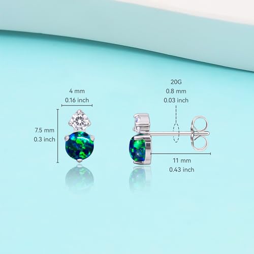Limerencia G23 Pure Titanium Hypoallergenic Earrings | F136 Implant Grade Titanium Jewelry for Sensitive Ears - color: CZ + Green Opal