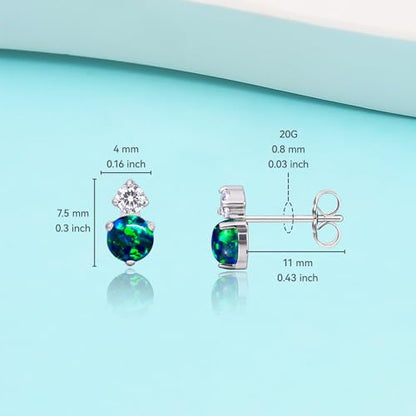 Limerencia G23 Pure Titanium Hypoallergenic Earrings | F136 Implant Grade Titanium Jewelry for Sensitive Ears - color: CZ + Green Opal