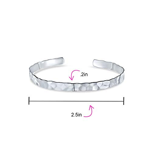 Bling Jewelry .925 Sterling Silver Personalized Textured Honeycomb Hammered Cuff Bangle Bracelet Matte Stackable For Women Gift
