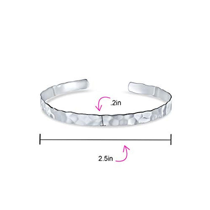 Bling Jewelry .925 Sterling Silver Personalized Textured Honeycomb Hammered Cuff Bangle Bracelet Matte Stackable For Women Gift