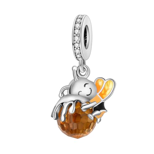 925 Sterling Silver Charms for Bracelets and Necklaces Lipstick and Perfume High Heels Dangle Pendants Heart Butterfly Bead Charms Halloween Christmas Gift for Womens - style: Honey jar Bee Dangle