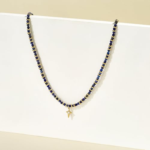 KissYan Beaded Choker Necklace for Women, Colorful Natural Gemstones Pearl Choker 14K Gold Plated Pendant Healing Crystal Necklace Handmade Stone Jewelry Gift | 14K Gold Plated Pendant Necklaces, Natural Gemstones Pearl Choker, Healing Crystal Chain, Hand