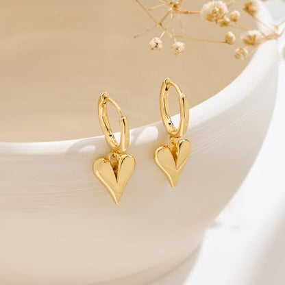 Two Tone Heart Dangle Earrings for Women Gold and Silver Heart Hoop Earrings 14K Gold Plated Valentine's Day Trendy Jewelry Everyday Jewelry - color: gold A