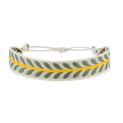 LUBINGSHINE Bohemian Embroidered Fabric Leaf Bracelet for Women 6Pcs | Hawaiian Bracelets Handmade Leaves Friendship Bracelet Set Boho Beach Vacation Holiday Jacquard Ribbon Stitching Bracelets