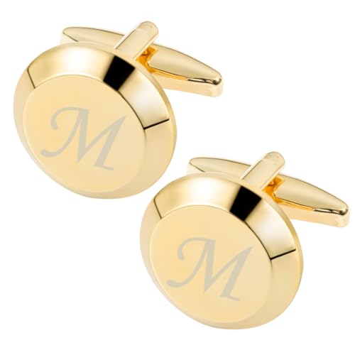 GWD Cufflinks for Men Stainless Steel Initial Cuff Links Alphabet Letter A-Z Groom Father Gift - style: M
