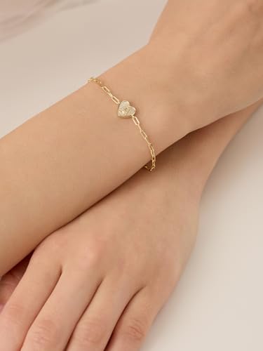 Gold Initial Bracelet For Women, 14k Gold Letter Bracelets | Adjustable Stacking Bracelets Jewelry Gift For Women, Valentines Mother Christmas Jewelry for Women Her 6.5-8 Inch - color: A
