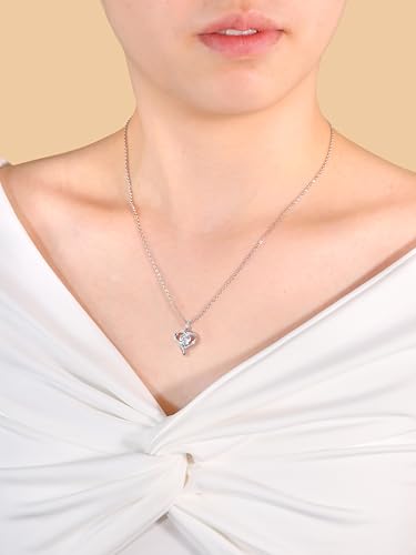 CYW Genuine Sapphire/Emerald/Ruby/Moissanite Necklace for Women, Really Authentic Solid 925 Sterling Silver, 16"/18"/20" Adjustable Chain, Anniversary Mother's Day Valentines Gift - color: Heart - White Gold, size: 6.5mm
