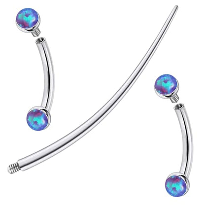 F136 Titanium 16g 6/8/10mm Opal Eyebrow/Rook/Snug/Vertical-Labret/VCH/Snake-Eyes/Anti-Tragus/Christina/Daith/Belly-Button/Bridge/Hood/Surface Curved Barbell Piercing Jewelry for Women Men - color: Purple, size: 8mm=5/16in