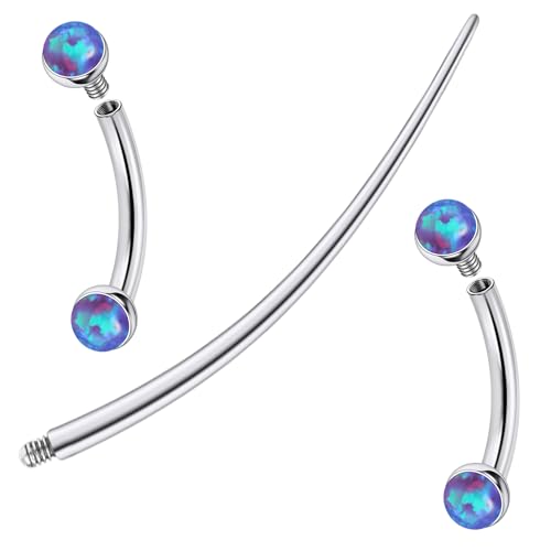 F136 Titanium 16g 6/8/10mm Opal Eyebrow/Rook/Snug/Vertical-Labret/VCH/Snake-Eyes/Anti-Tragus/Christina/Daith/Belly-Button/Bridge/Hood/Surface Curved Barbell Piercing Jewelry for Women Men - color: Purple, size: 8mm=5/16in