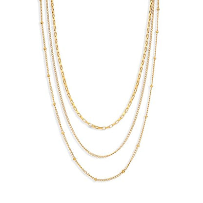 Elegance 11 designs Gold Plated Thin Chain Layered Necklaces For Women Non Tarnish,18k Gold Plated Stainless Steel Dainty Waterproof Gold Necklace Set Stack For Women Gifts Jewelry - color: Gold Necklace 200N