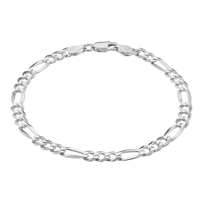 KISPER Solid 925 Sterling Silver Chain Bracelet for Men 5mm | Made in Italy, anti-tarnish, waterproof, hypoallergenic, nickel-free, 6.5-9 inches, cuban curb figaro links - size: 6.5 inches (X-Small)
