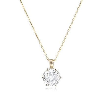 Cubic Zirconia Necklace Stainless Steel Color Change Synthetic Alexandrite/Solitaire Necklace Pendant Women - color: Round-Rose cut cz-G