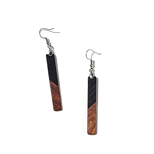 Retro Wooden Resin Geometric Bar Drop Dangle Earrings Layered Leopard for Women Polymer Clay Lightweight Statement Jewelry - style: 1