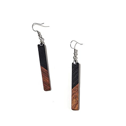 Retro Wooden Resin Geometric Bar Drop Dangle Earrings Layered Leopard for Women Polymer Clay Lightweight Statement Jewelry - style: 1