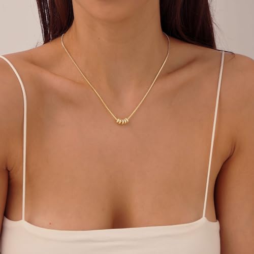 HANLI 14K Gold Plated Necklaces for Women - Dainty Butterfly, Star of David, Moon and Star, Sun, Lotus, Infinity, Hummingbird, Bee,Boots,Chill,Sunflower Pendant Designs - Elegant Jewelry for Women - color: Box Bead
