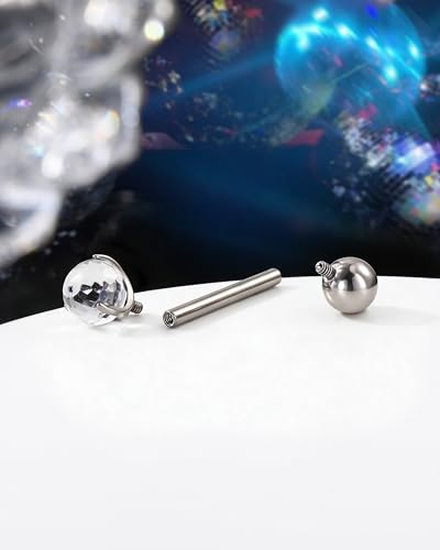 G23 Solid Titanium Tongue Rings, 14G Titanium Tongue Piercing Jewelry, 16MM Internally Thread Tongue Barbell - color: Silver