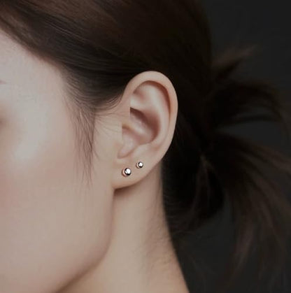 5 Pairs Small Ball Stud Earrings for Women and Men, Hypoallergenic Stainless Steel Round Ball Earrings Set for Sensitive Ears, Multiple Piercings Cartilage (3-7mm)