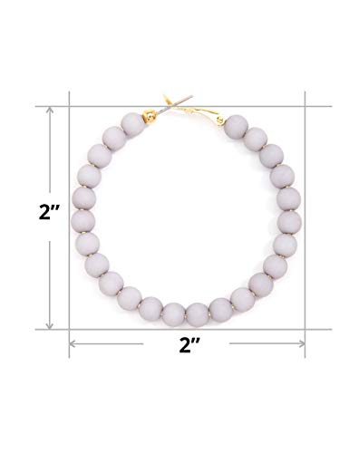 ZENZII Beaded Hoop Earrings Bohemian Circle Round Bead Earrings Chic Dangle Earrings for Women and Girls - color: Black