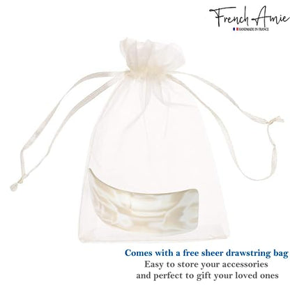 French Amie Broad Curved Oblong Ivory Cream Extra Wide Large Cellulose Acetate Automatic Volume Hair Clip Barrette with Golden Clasp for Women and Girls