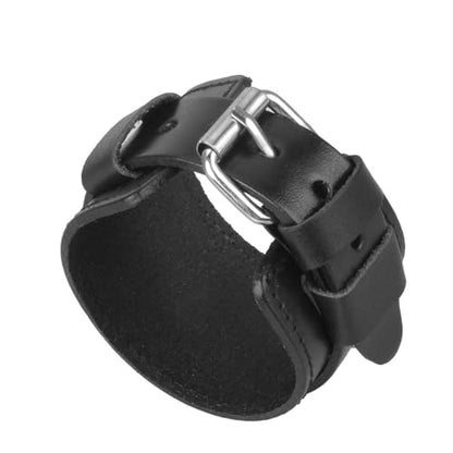 JAOYU Punk Leather Cuff Bracelet Goth Leather Wristband Rock Bracelet Biker Bracelet for Men Leather Armband Black Handmade Jewelry - color: Heavy Metal Leather Bracelet