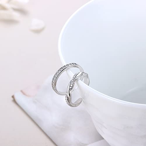 FIASASO 2 Pcs Sterling Silver Toe Rings for Women Adjustable Band Toe Rings Summer Beach Open Toe Ring Foot Jewelry Set