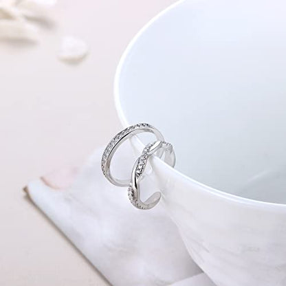 FIASASO 2 Pcs Sterling Silver Toe Rings for Women Adjustable Band Toe Rings Summer Beach Open Toe Ring Foot Jewelry Set