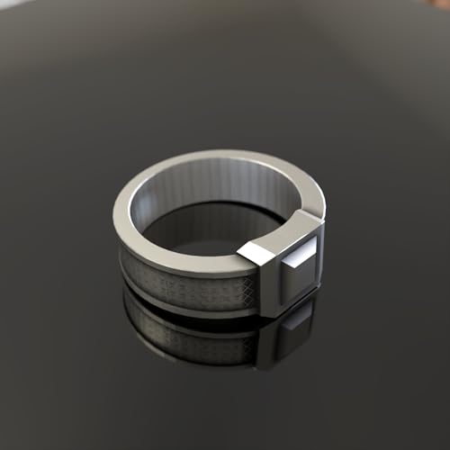 Men's Silver Signet Ring – Geometric Ring Bold Square Statement Band, Minimalist Jewelry Gift