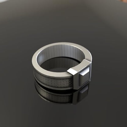 Men's Silver Signet Ring – Geometric Ring Bold Square Statement Band, Minimalist Jewelry Gift