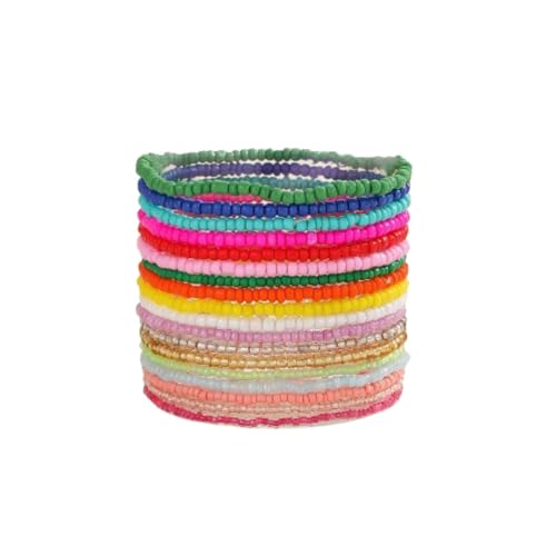 18Pcs Boho Stackable Beaded Bracelets for Women Colorful Handmade Multilayered Rice Beads Anklets Set Summer Beach Bohemian Jewelry Gift - color: Style 1 Multicolor A