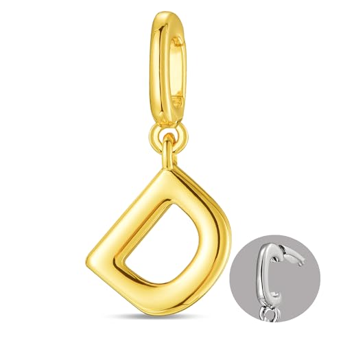 OVRUNS Initial Charm for Women Letter Bracelet Necklace Charms With Clasp | Alloy,nickel,safe for sensitive skin,Pendant with install clasp,fits bracelets with necklaces,great for gift - color: Gold, style: Letter D