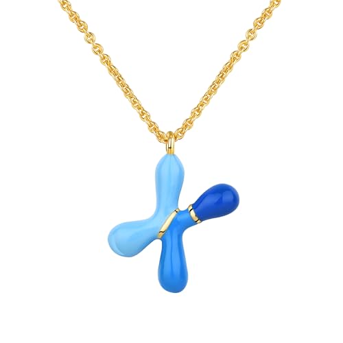 Kainier Bubble Letter Initial Necklace for Women, Colorful Balloon Alphabet Name Pendant Dainty Cute 14K Gold Plated Necklaces Jewelry Gifts… - color: Colourful, style: X