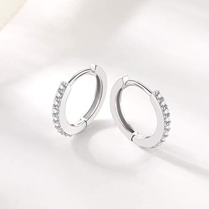 Silver Hoop Earrings for Women, 3 Pairs Small Sterling Silver Huggie Earrings | Tiny Cubic Zirconia Cartilage Cuff Earrings Hoop Piercing Jewellery for Men Teens (8mm/10mm/12mm) - color: 3 Pairs(8mm*2+10mm*1)-Silver